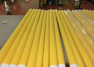 चीन सफेद और पीले रंग के साथ कम बढ़ाव Monofilament पॉलिएस्टर स्क्रीन प्रिंटिंग मेष आपूर्तिकर्ता